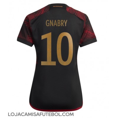 Camisa de Futebol Alemanha Serge Gnabry #10 Equipamento Secundário Mulheres Mundo 2022 Manga Curta